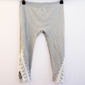 Gray Capri Leggings with White Lace